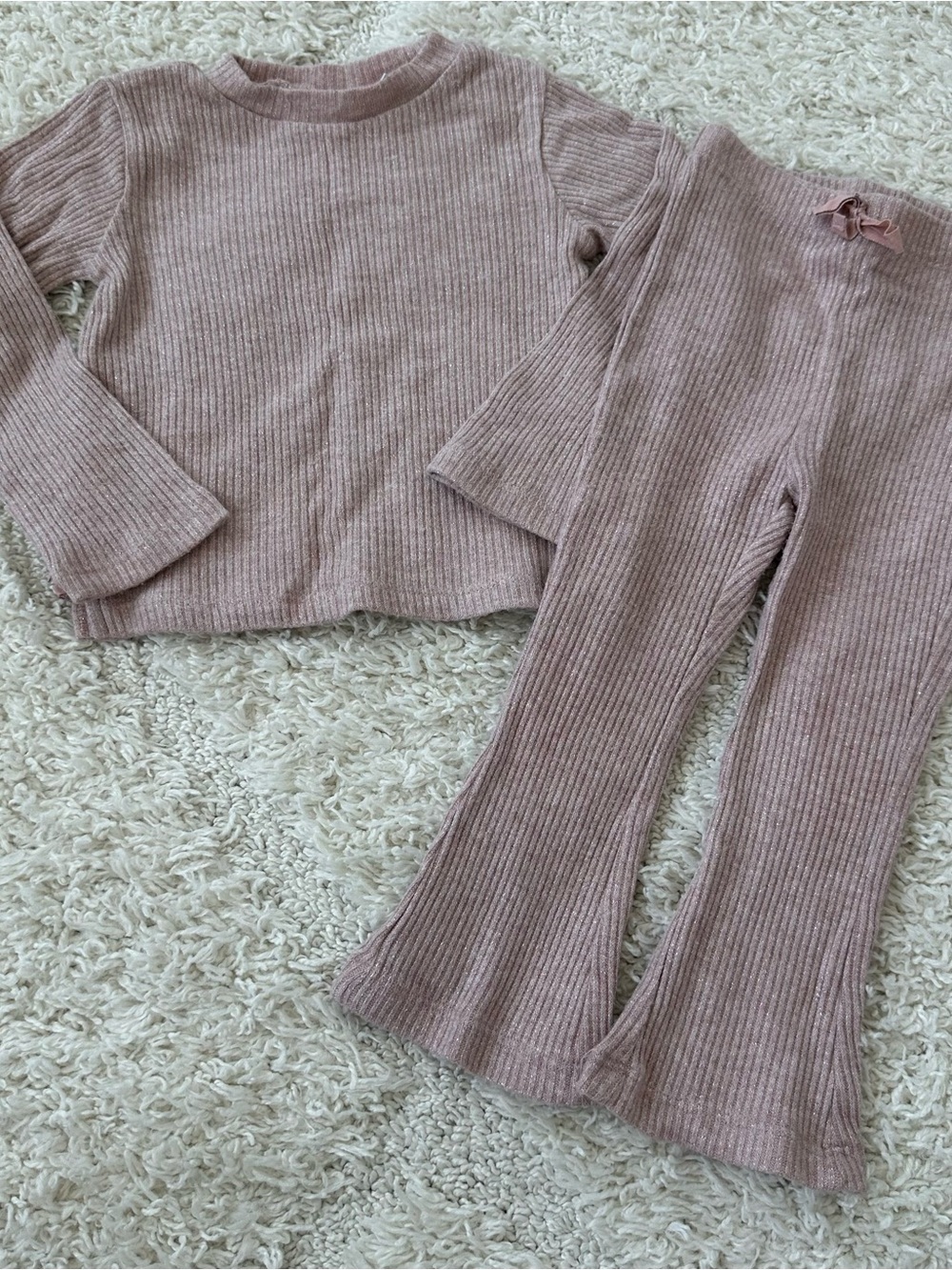 Zara Pink Ribbed Sparkle Set
